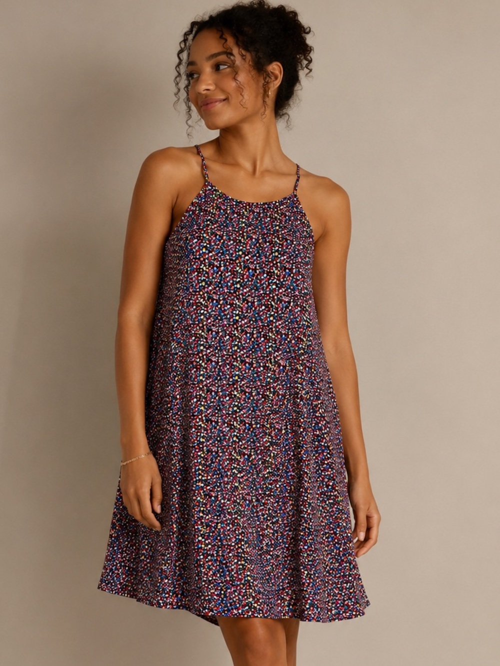 New York & Company High Neck Mini Swing Dress